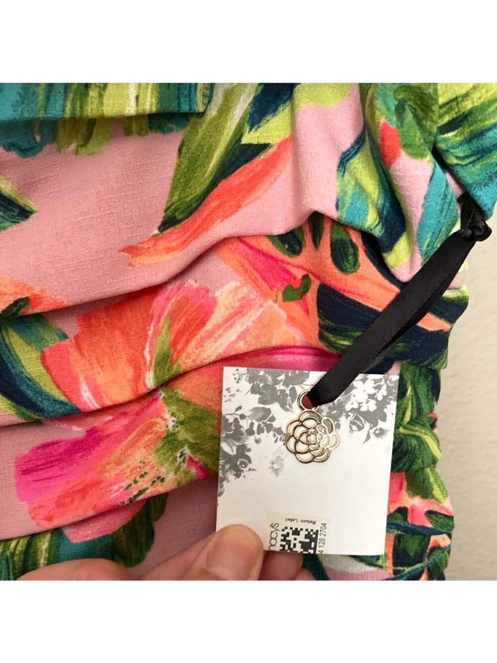 Kensie Floral Pleated Midi Dress Pink Green A-Line Size 4 NWT Summer Boho - Picture 8 of 16